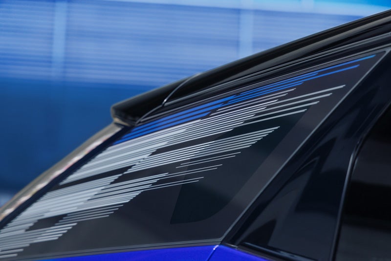 Close-up of the Modern Pattern on the 2026 OPTIQ-V Rear Quarter Glass | C. Harper Cadillac in Belle Vernon PA