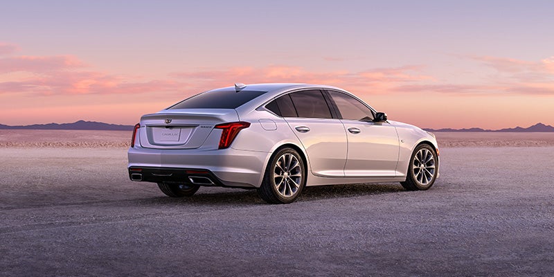 Side rear view of the Cadillac CT5
